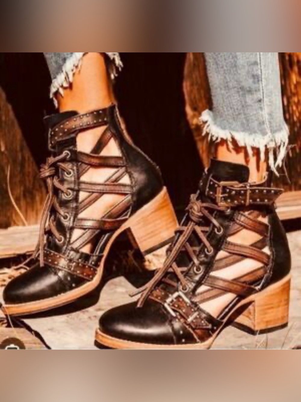 Freebird Cheyenne multi strap lace up boots